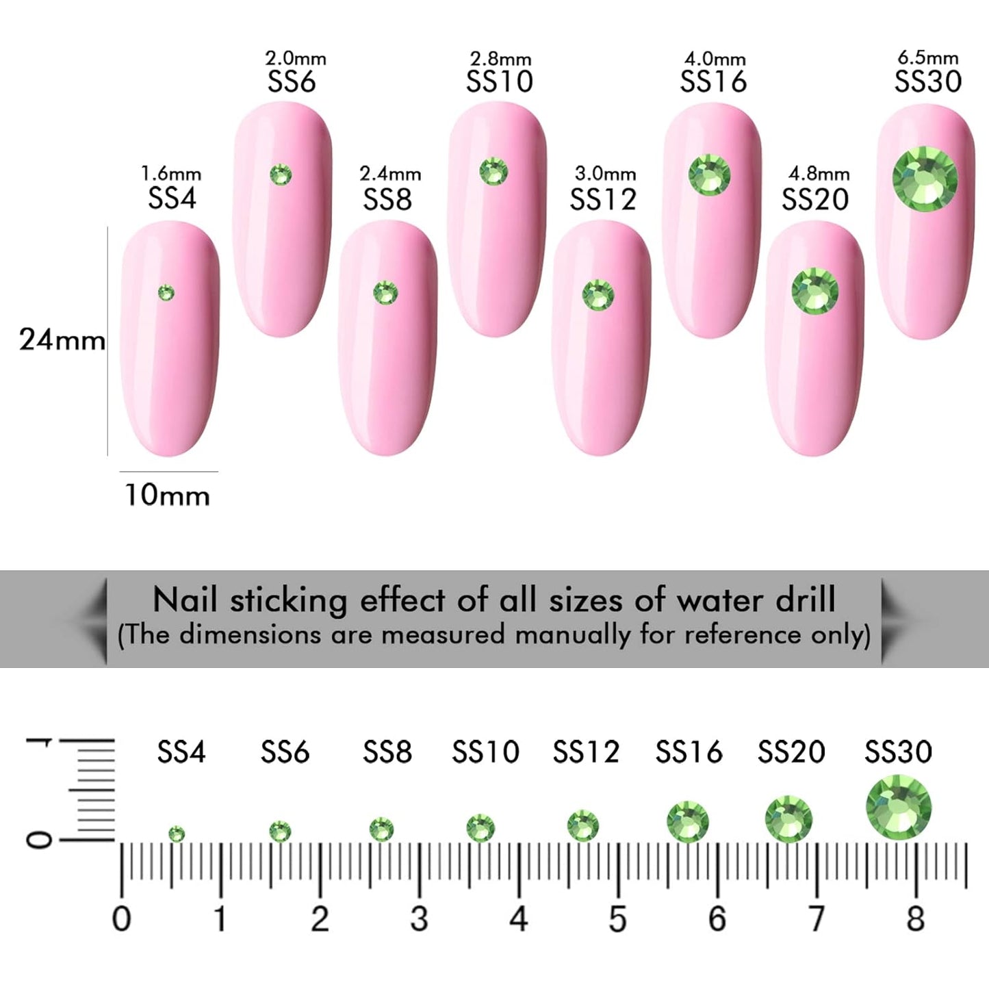 3000Pcs Light Green Crystal Rhinestones,Glass Flatback Rhinestones Gemstones Mini for Nail Face Makeup Art Crafts Clothes Decoration - (SS10,2.8mm,Light Green)