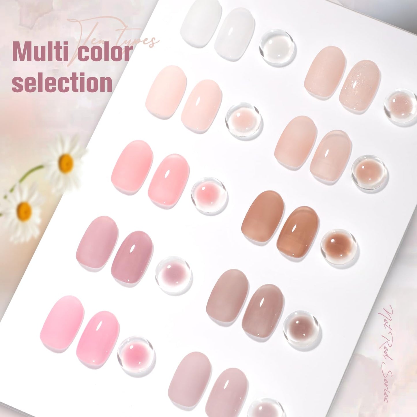 Jelly Nude Gel Nail Polish Set, 10Pcs Sheer Milky White Pink Transparent Gel Polish Kit UV LED Nail Gel Polish Colors Varnish Nail Art DIY Salon 7ML
