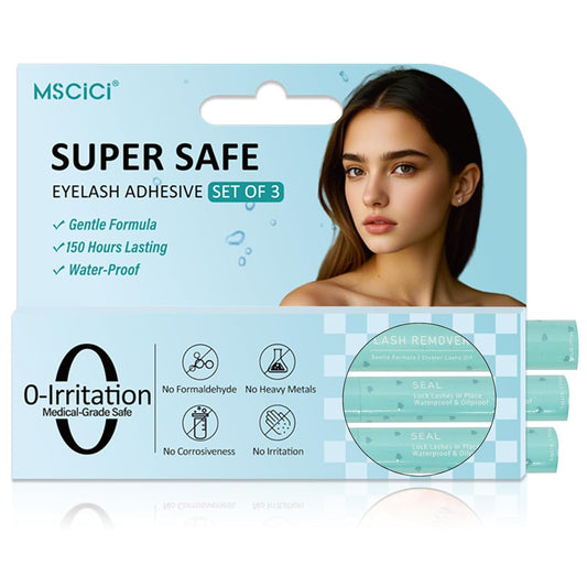 Lash Glue Kit (2 Clear Glue 1 Remover) 150Hours Waterproof Bond & Seal Adhesive for Cluster Strip & Individual Lashes, Hypoallergenic Gentle Formula for Sensitive Eyes, Easy to Remove