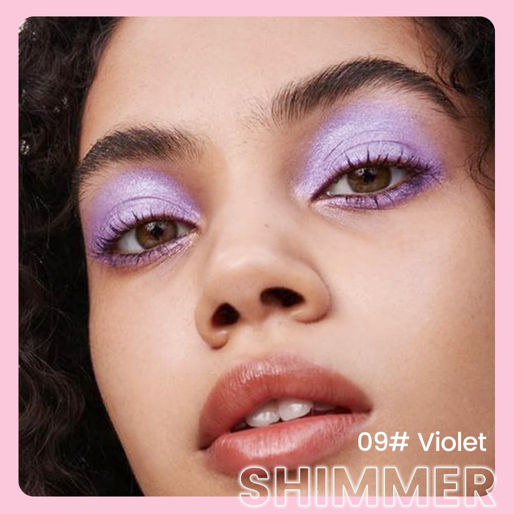 evpct 1Pcs Violet Purple Shimmer Cream Eye Shadow Brightener Sticks for Eyes Waterproof Pigmented, Double Ended Cream Eyeshadow Stick Pencil Pen with Applicator, Eye Shadow Palette Highlighter Makeup