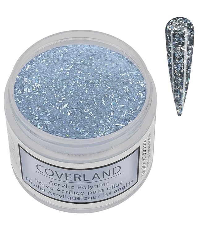 Tones Coverland Acrylic Nail Powder "Crushed Silver" - Limited Edition Acrylic Powder for Nail Design, Sculpting, and Masking Nail Bed Imperfections - Professional Acrylic Nail Supplies - (1.5 Oz)