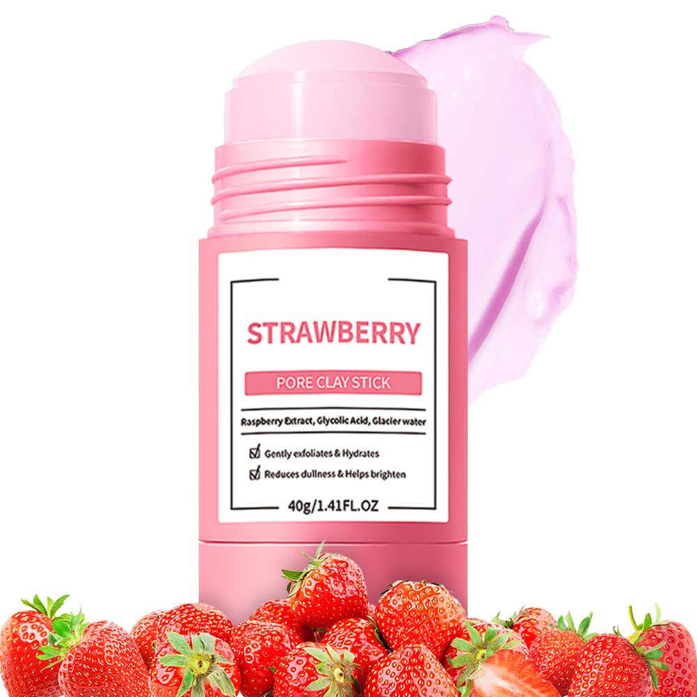 Clay Mask For Face Skincare, Blackhead Remover Face Mask with Strawberry Extract, Deep Pore Cleansing, Moisturizing, Skincare Facial Mask for Refining Pores and Controlling Oil, 40g/1.35oz