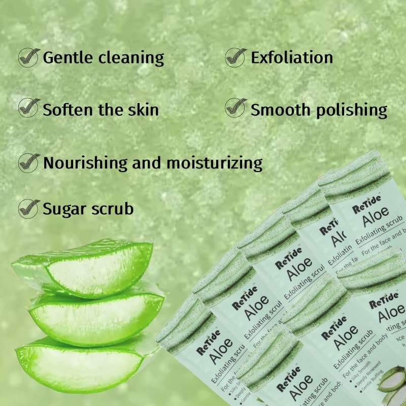Aloe vera Body Scrub Gift Set - 35 Packets & 2 Pcs Exfoliating Gloves,Exfoliating & Moisturizing Sugar Scrub for Face & Body, Self Care Gifts for Women