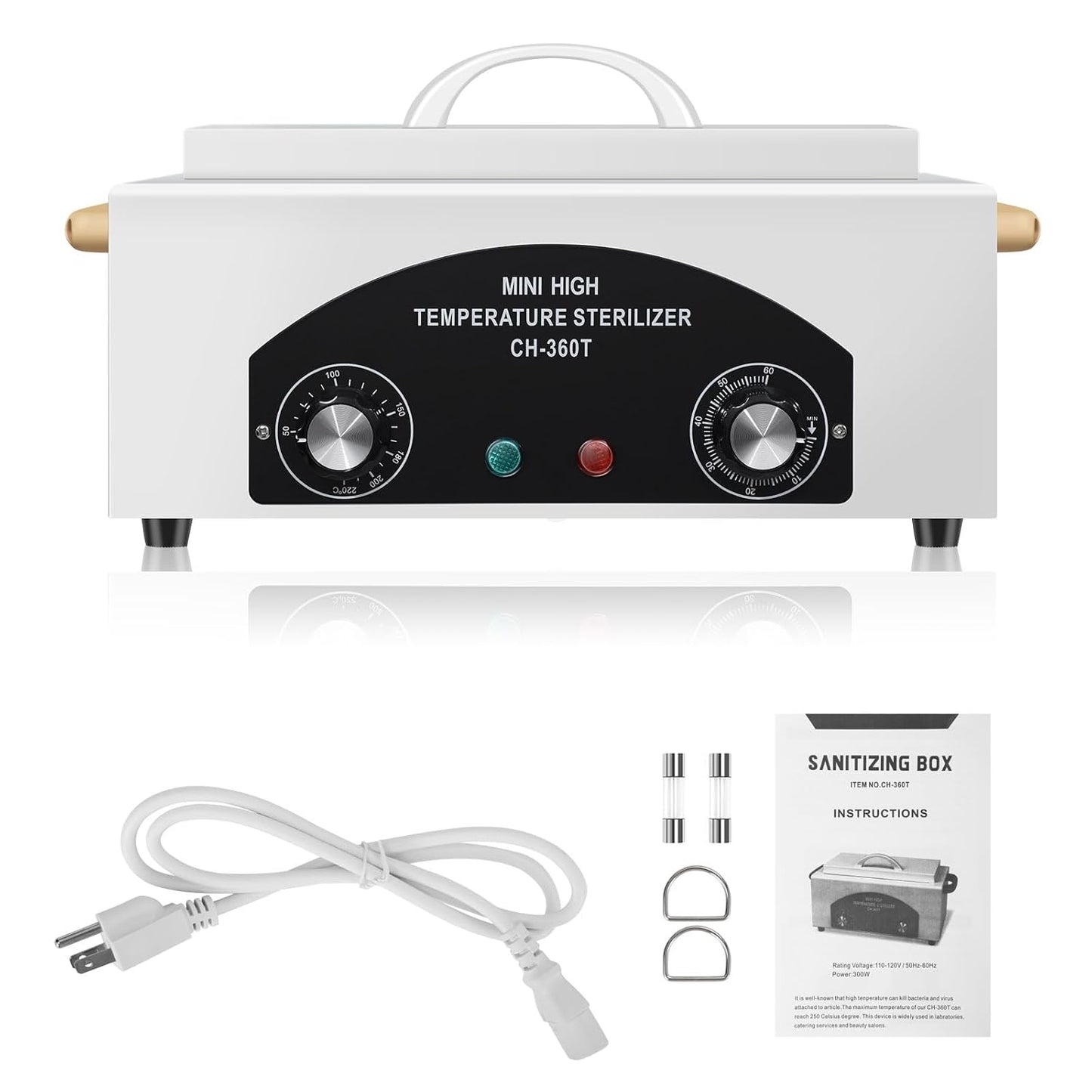 High Temperature Metal Tool Cleaning Box, 110V 300W 1.5L with Timer Manicure Pedicure SPA Salon Barber Equipment for Sundry Beauty Hair Nail Metal Tools with Handle