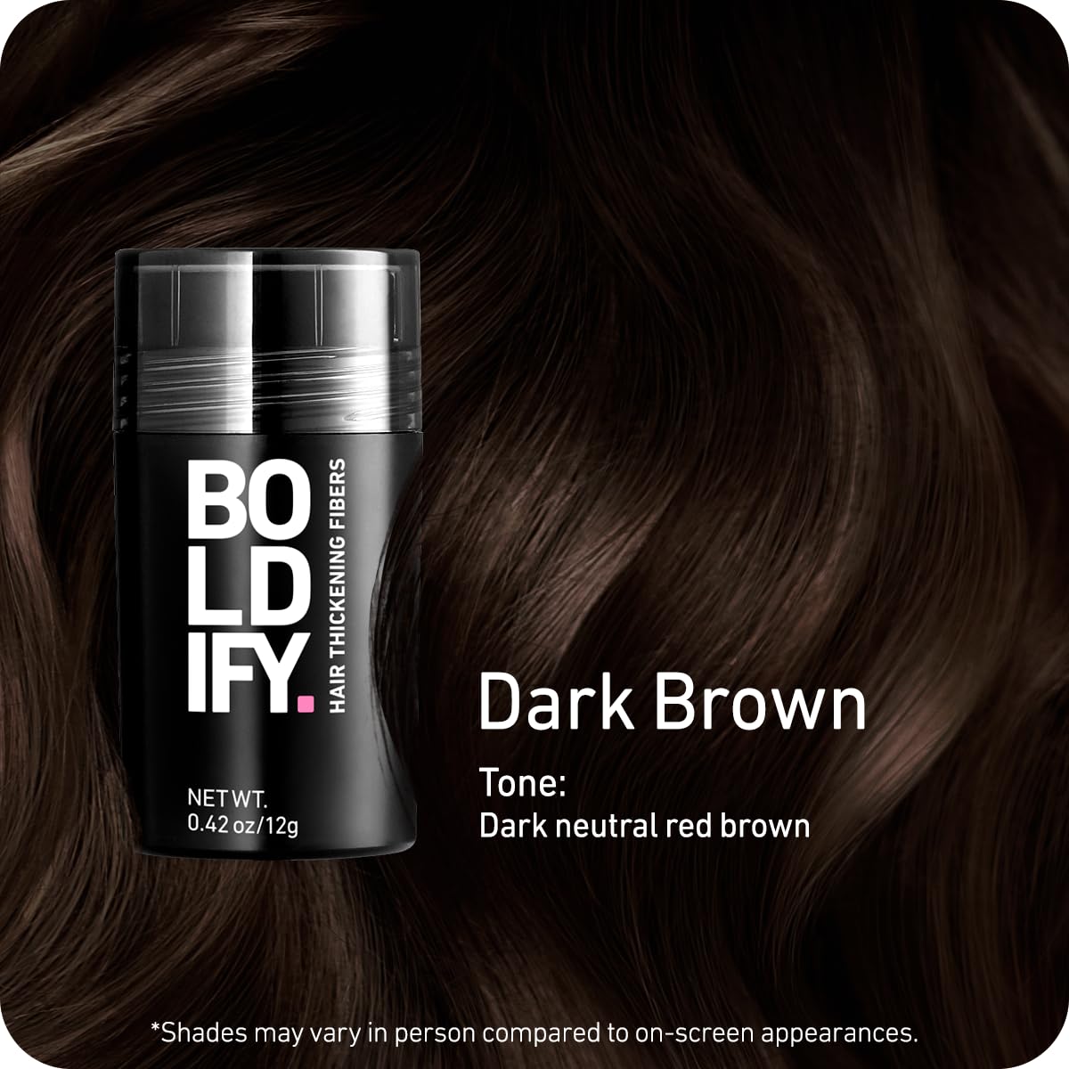 BOLDIFY Hair Fibers (12g) - Fill In Thinning and Fine Hair for an Instantly Fuller, Thicker Look - 14 Shades for Women & Men - Dark Brown