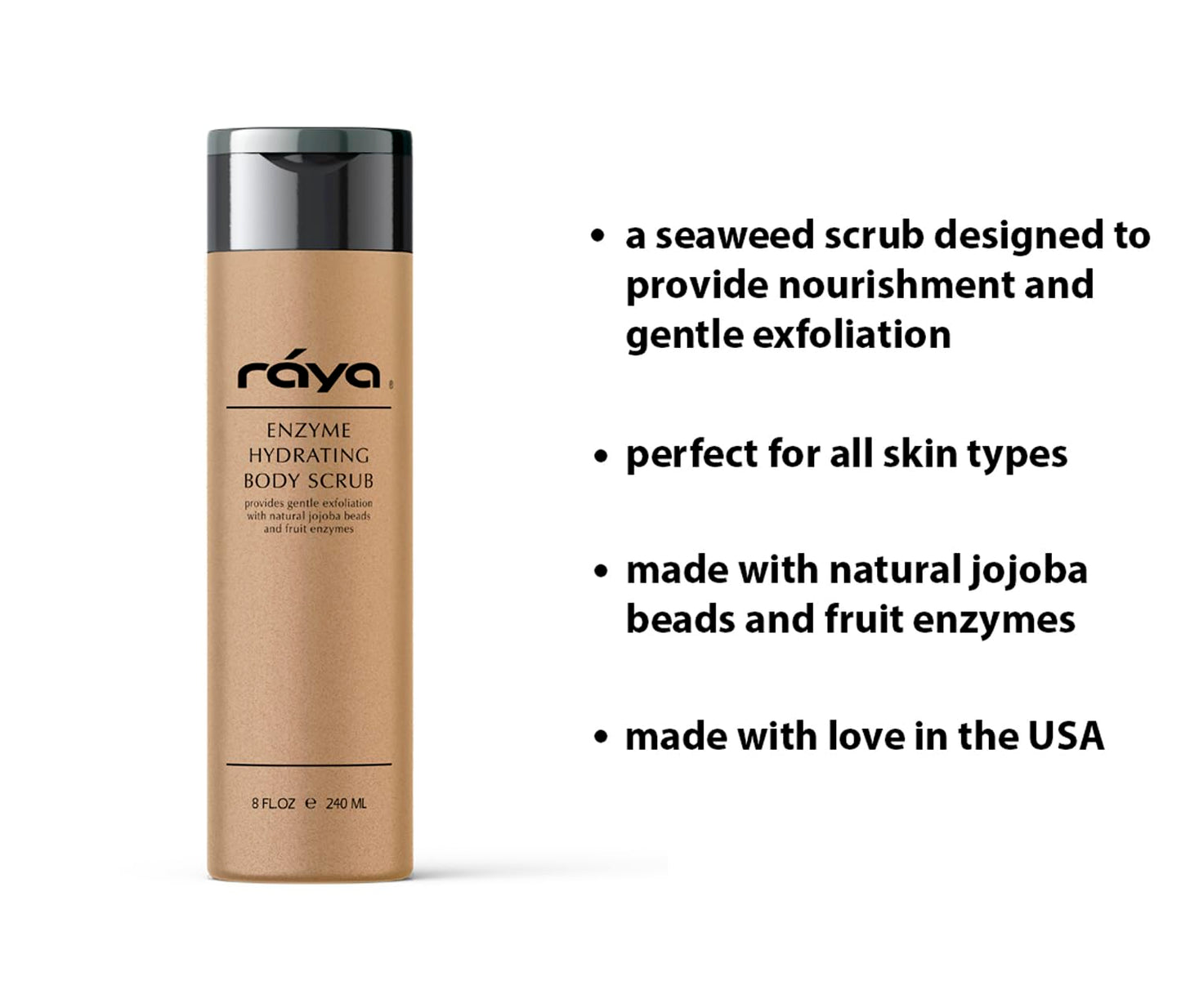 RAYA Enzyme Hydrating Body Scrub 8 oz Pineapple Scent (S-104) | Gentle and Exfoliating Body Scrub | Made with Seaweed, Jojoba Beads, and Fruit Enzymes