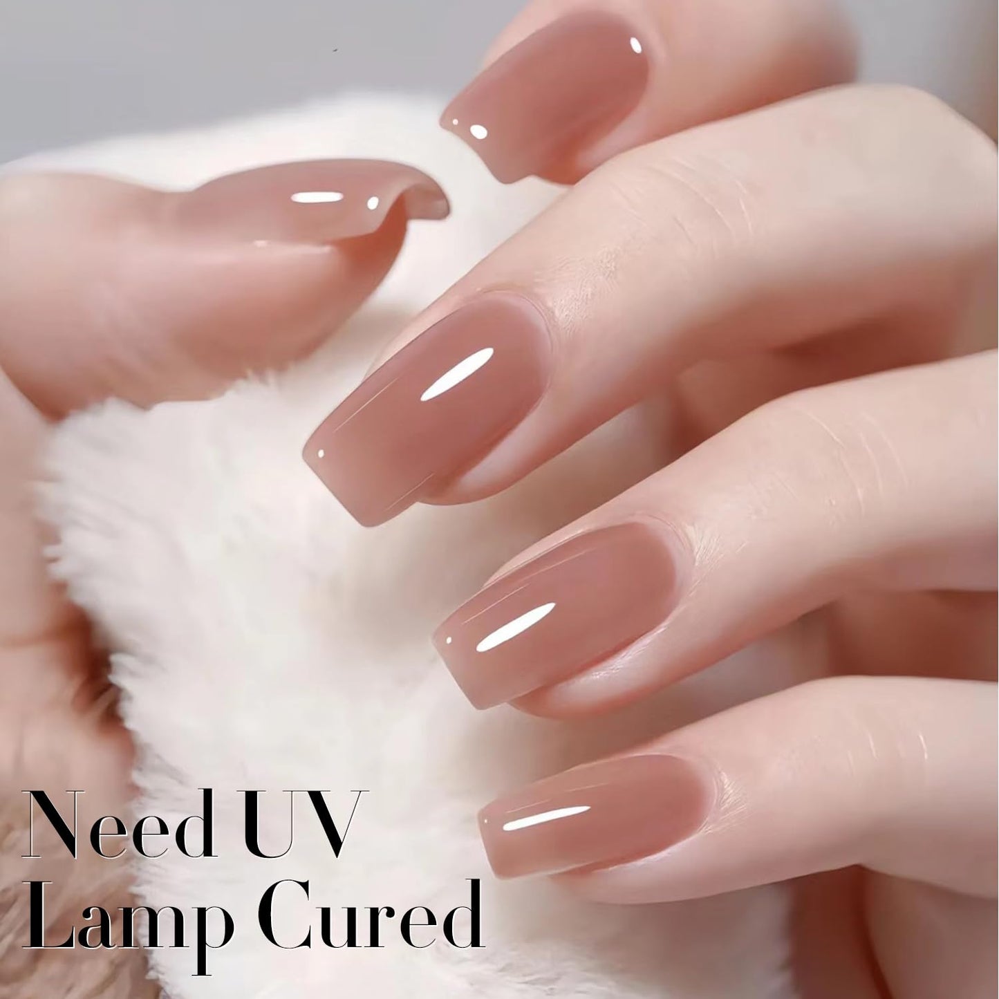 Double Rhythm Translucent Gel Polish Sheer Neutral Natural Light Milky Same Color Same Bottle 15ML Jelly Nail Polish Nail Art DIY at Home (Deep Nude-A1412)