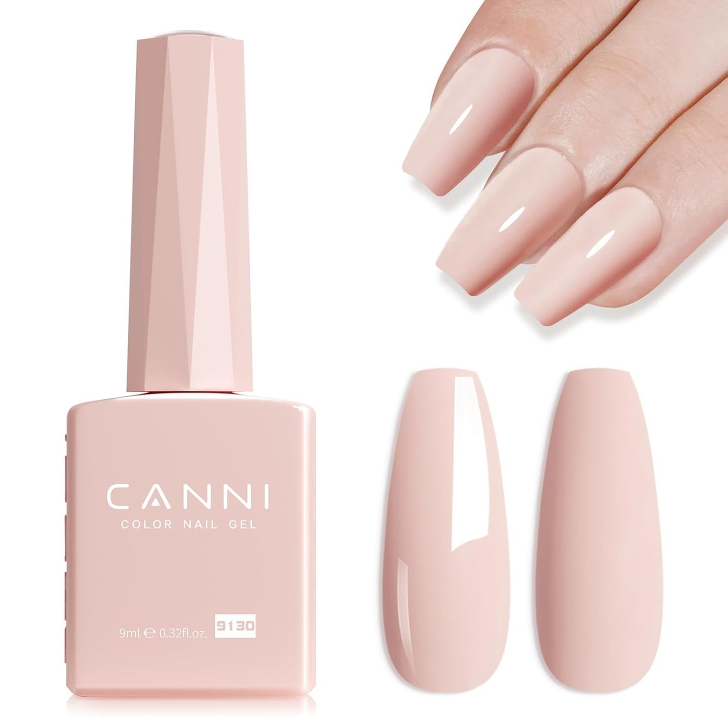 CANNI Pink Gel Nail Polish – Light Nude Oyster Pink, High Gloss Soak-Off UV/LED Gel for French Manicure, DIY Home & Salon Use, 0.32 fl oz