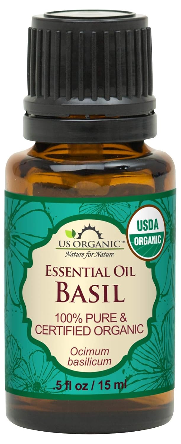 US Organic 100% Pure Basil Essential Oil - USDA Certified Organic, Steam Distilled, 15 ml