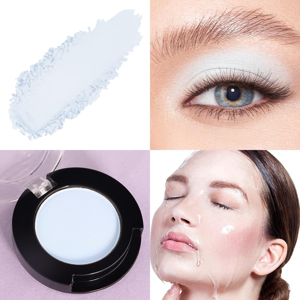 Light White Blue Single Matte Eyeshadow Makeup, Cream to Powder Monochrome Eye Shadow for Older Women, Daily Evening Girls Eyeshadow Palette Gift, sombras para ojos, Mini Vegan Travel Eye, #14