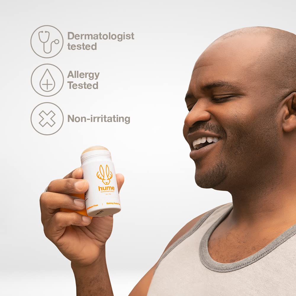 Hume Supernatural Aluminum Free Deodorant for Women & Men - Safe for Sensitive Skin - Probiotic, Plant-Based, Baking Soda Free, Aloe, & Cactus Flower, Anti Sweat, Stain & Odor - Amber Woods, 2 pack