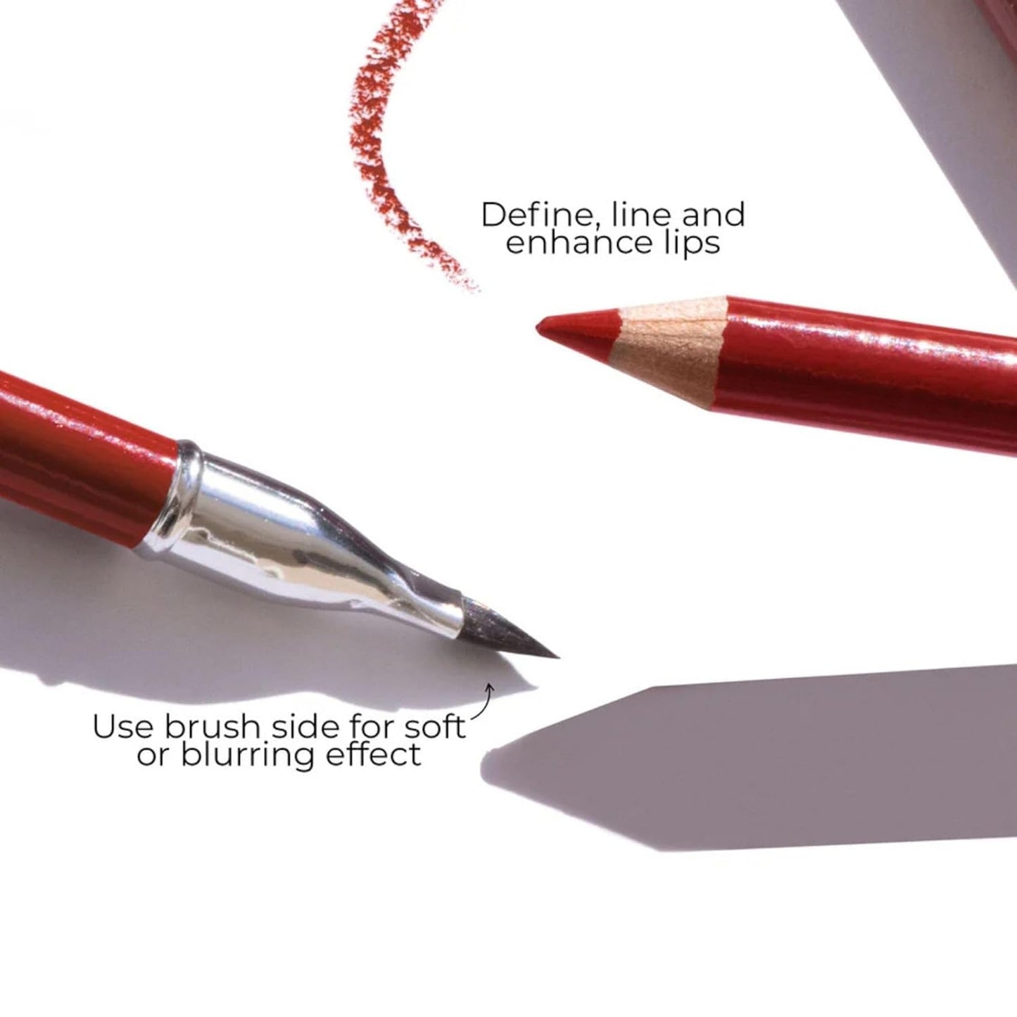 FITGLOW Beauty Vegan Lip Liner Pencil | Long-Lasting Lip Enhancer with Blending Brush | Hydrating Plumping Lip Liner | Smudge-Proof Lip Perfector | Define Shape & Fill | Red, 1.1g