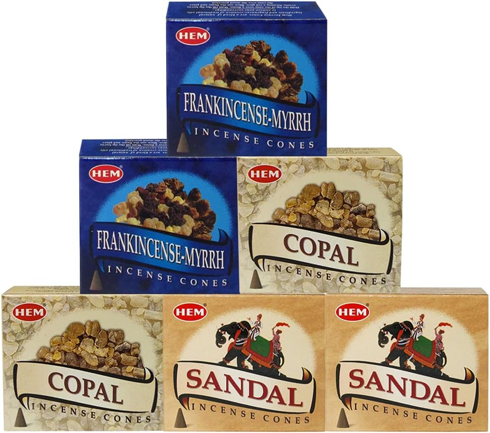 Sandalo Copal Incense Cones & Holder Bundle Variety Pack from Hem Trumiri Insense Inscents Insencents Insence