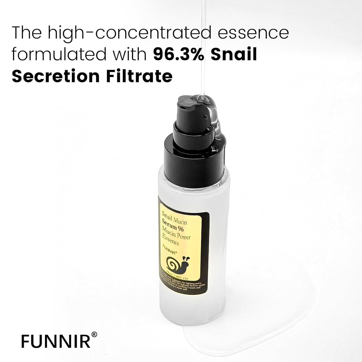 Snail Mucin 96% Essence 100ml, Hydrating Serum for Face with Snail Secretion Filtrate for Dull Skin, Skin care products for All Skin Types