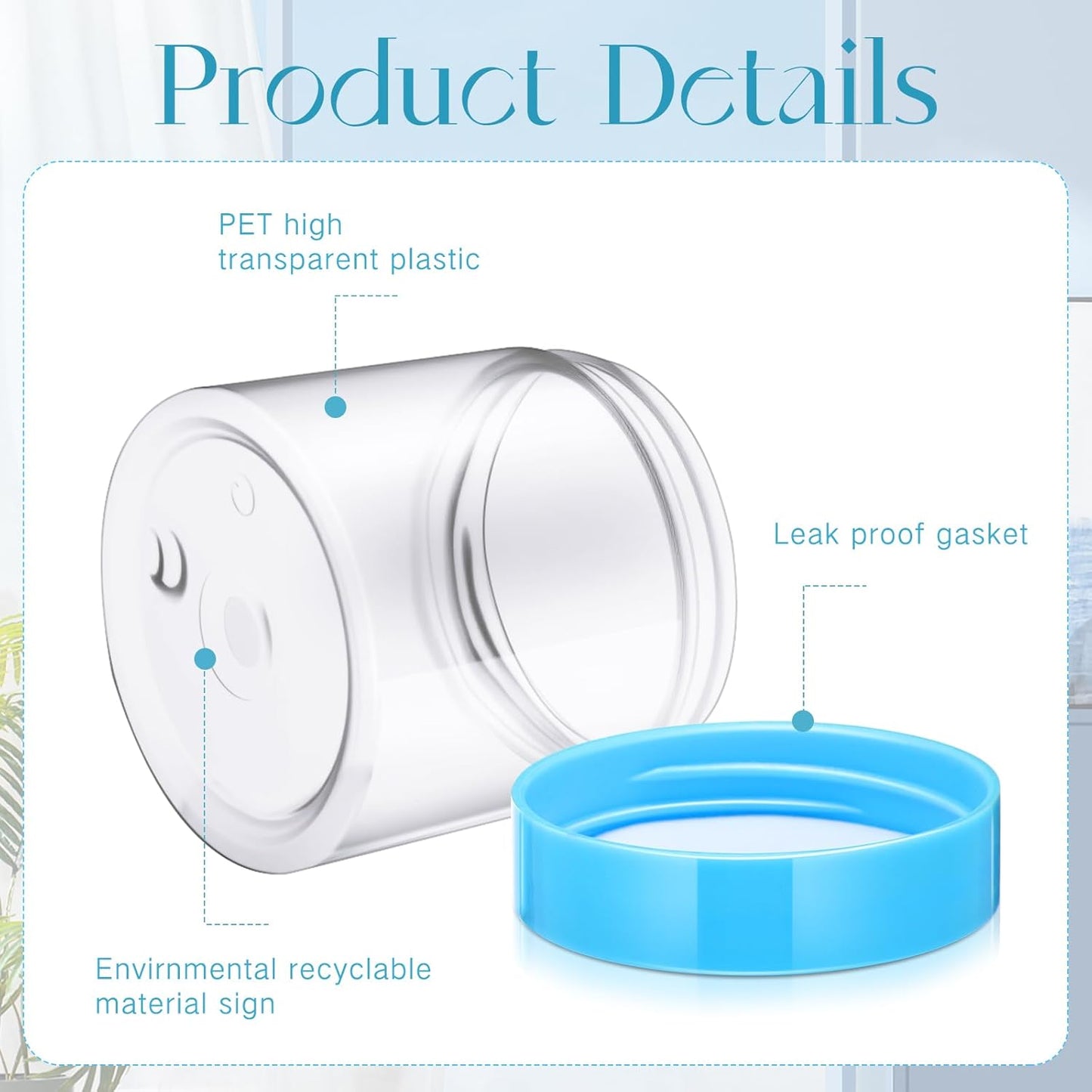 SATINIOR 36 Pieces 4 oz Plastic Jars with Lids Wide Mouth Airtight Reusable Container Acrylic Cosmetic Small Jars for Lotions Ointments Travel Toiletries Creams Make up Storage(Blue)