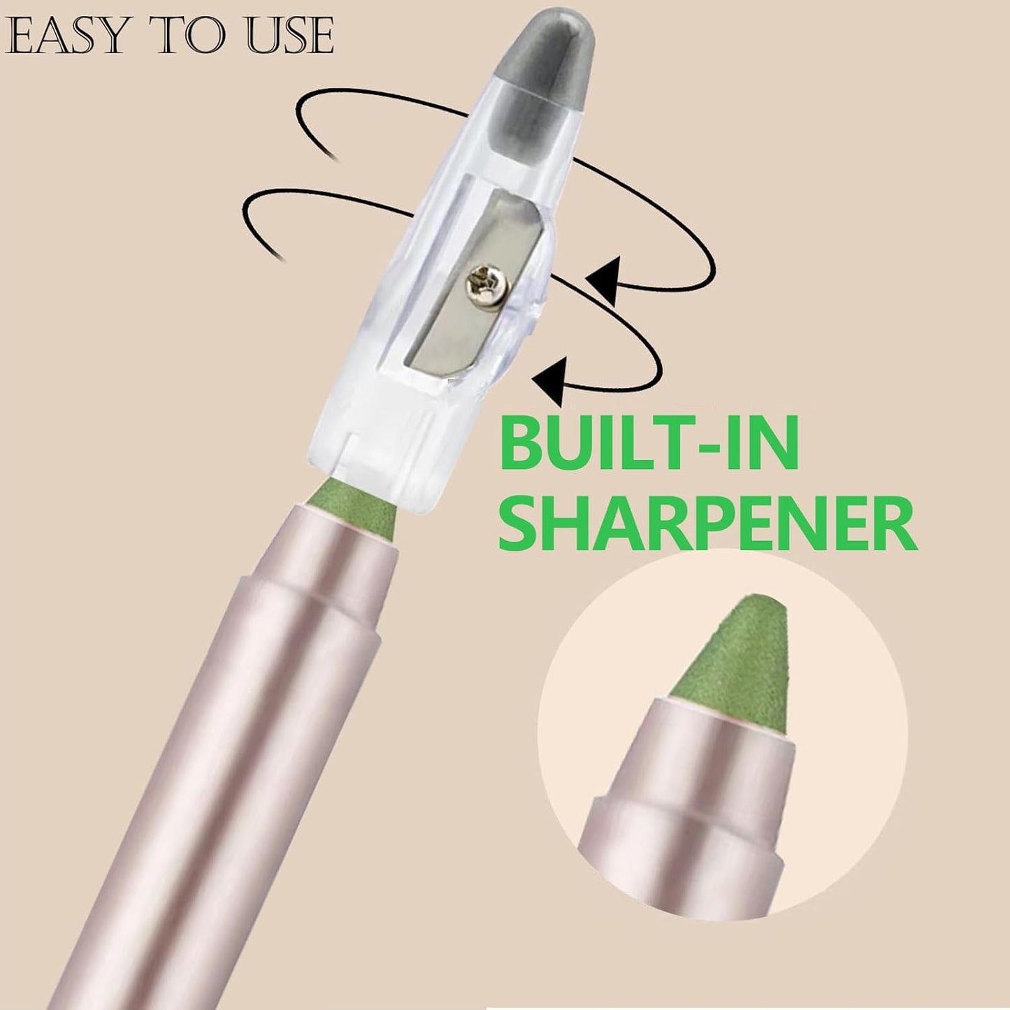 Bright Green Eyeshadow Stick, Blendable Creamy eyeshadow Eye Brightener Stick, Waterproof Eyeshadow Pencil Long Lasting, Smooth Shimmer Eye Shadow Highlighter Eye Liner.#B04 bright greenh shimmer