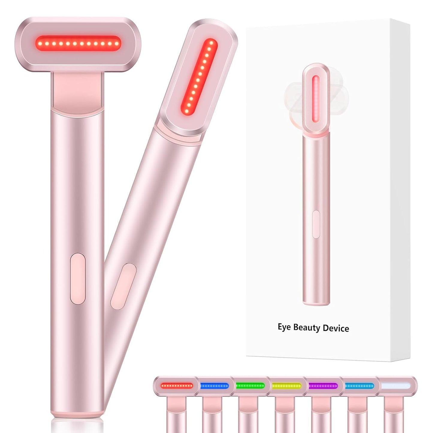 Red-Light-Therapy-for-Face,7 in 1 LED Light-Therapy-Wand for Face and Neck - Microcurrent Facial Device for Anti-Aging - Face & Eye Massager Skincare (7 Colors led Light)