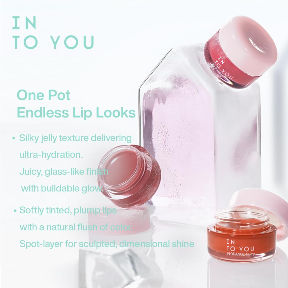 INTO YOU Frozen Glow Lip Balm, Hydrating Lip Gloss, Shine Finish, Nourishing Sheer Tint Pudding Pot with Vitamin E and Seed Oil, Plumping, Moisturizing Lip Makeup, 0.18oz, FB02 Juicy Orange