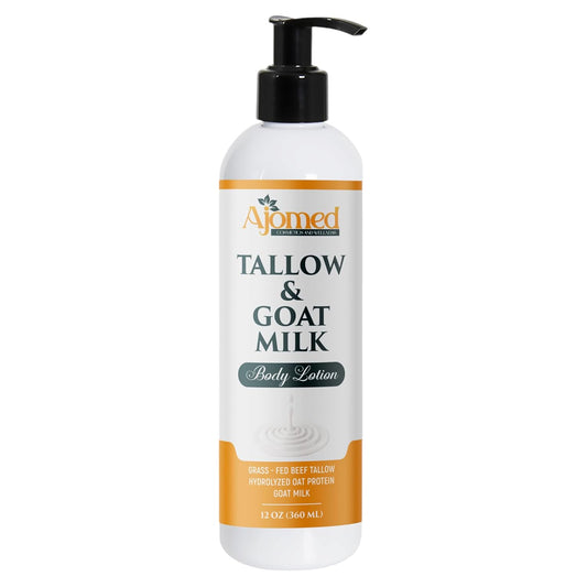 Grass Fed Beef Tallow & Goat Milk Body Lotion for Sensitive Skin, Organic Tallow Lotion - Soothes Dry Patches, Goat Milk Moisturizer - Handmade Tallow Body Lotion (UNSCENTED, 8 Oz)