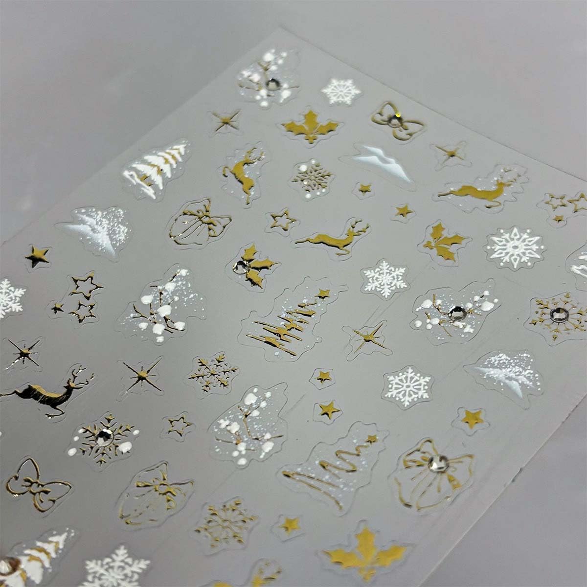 Gold Christmas Nail Art Stickers 5D Embossed Xmas Nail Art Decals Xmas Tree Nail Sticker Self-Adhesive Snowflake Elk Rhinestone Nail Decals for Women Winter Nail Supplies Manicure DIY