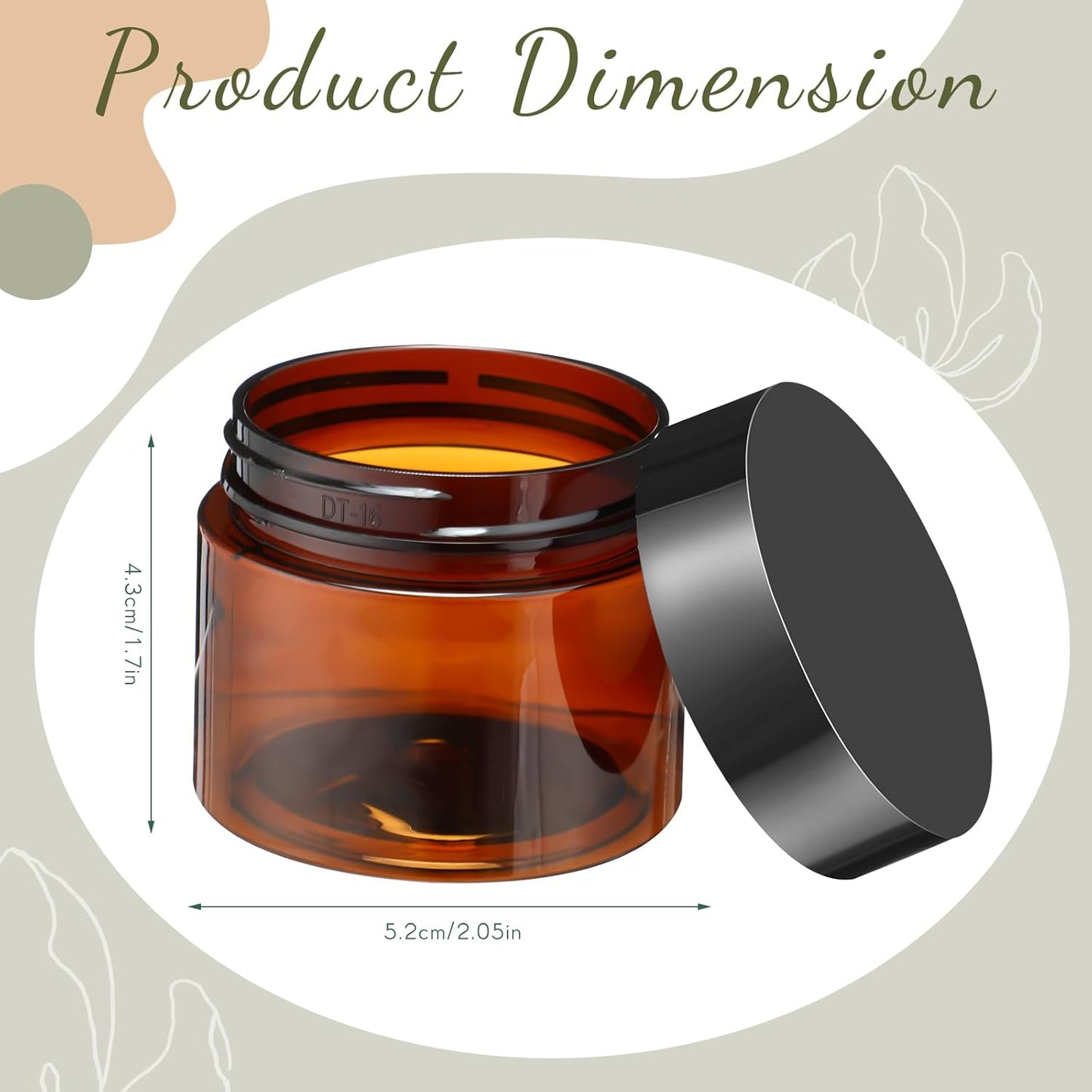 200 Pcs 2 oz Amber Plastic Cosmetic Container Jars with Lid Round Plastic Clear Jars Small Travel Containers for Storage Makeup Creams Lotion Ointments