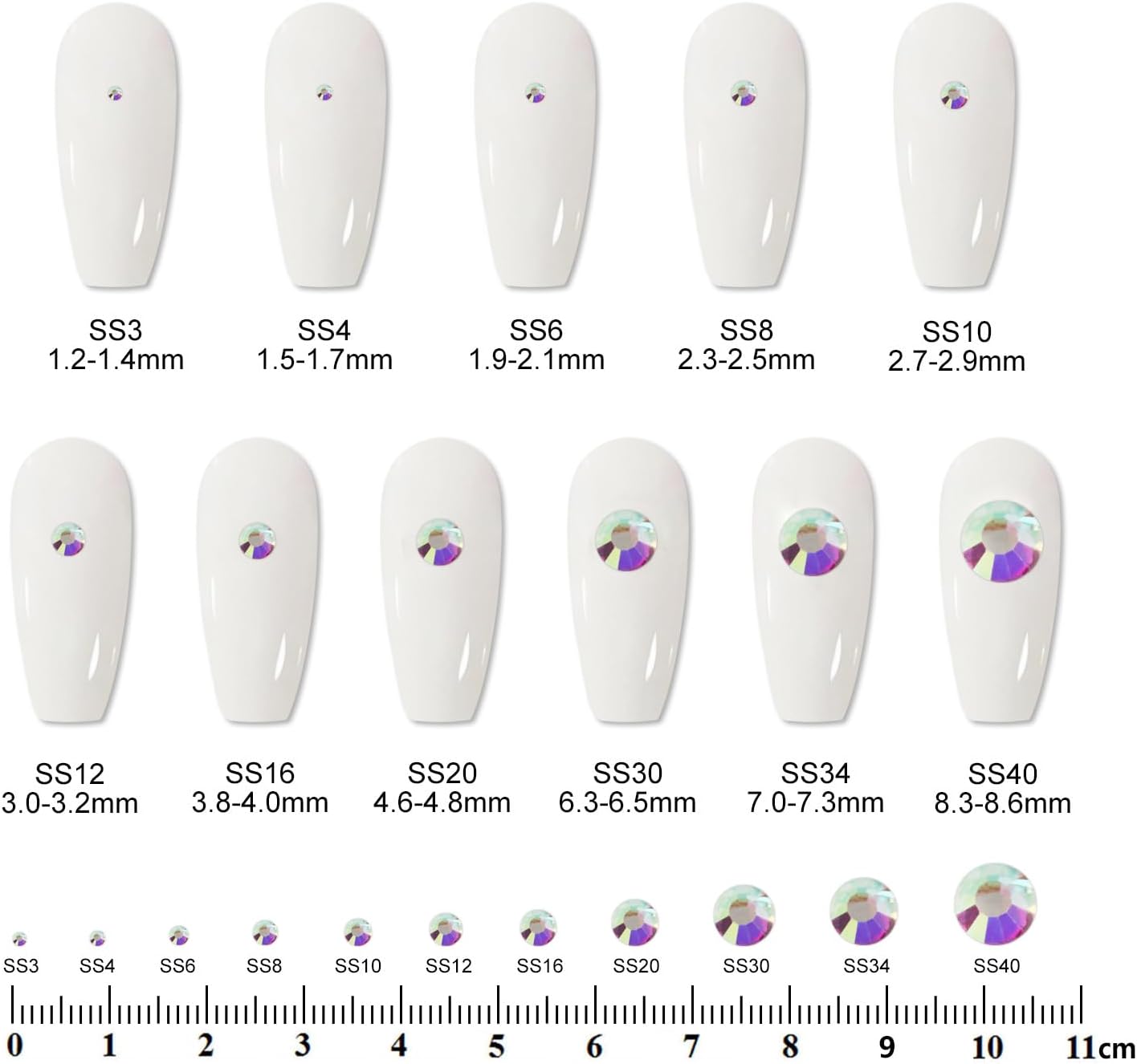 3000PCS SS10 Flatback Rhinestones | 12-Facet Diamond-Cut Glass Gems for Nail Art, Clothing, DIY Crafts |Glue-On Decoration Stones with Silver Backing(Crystal AB)