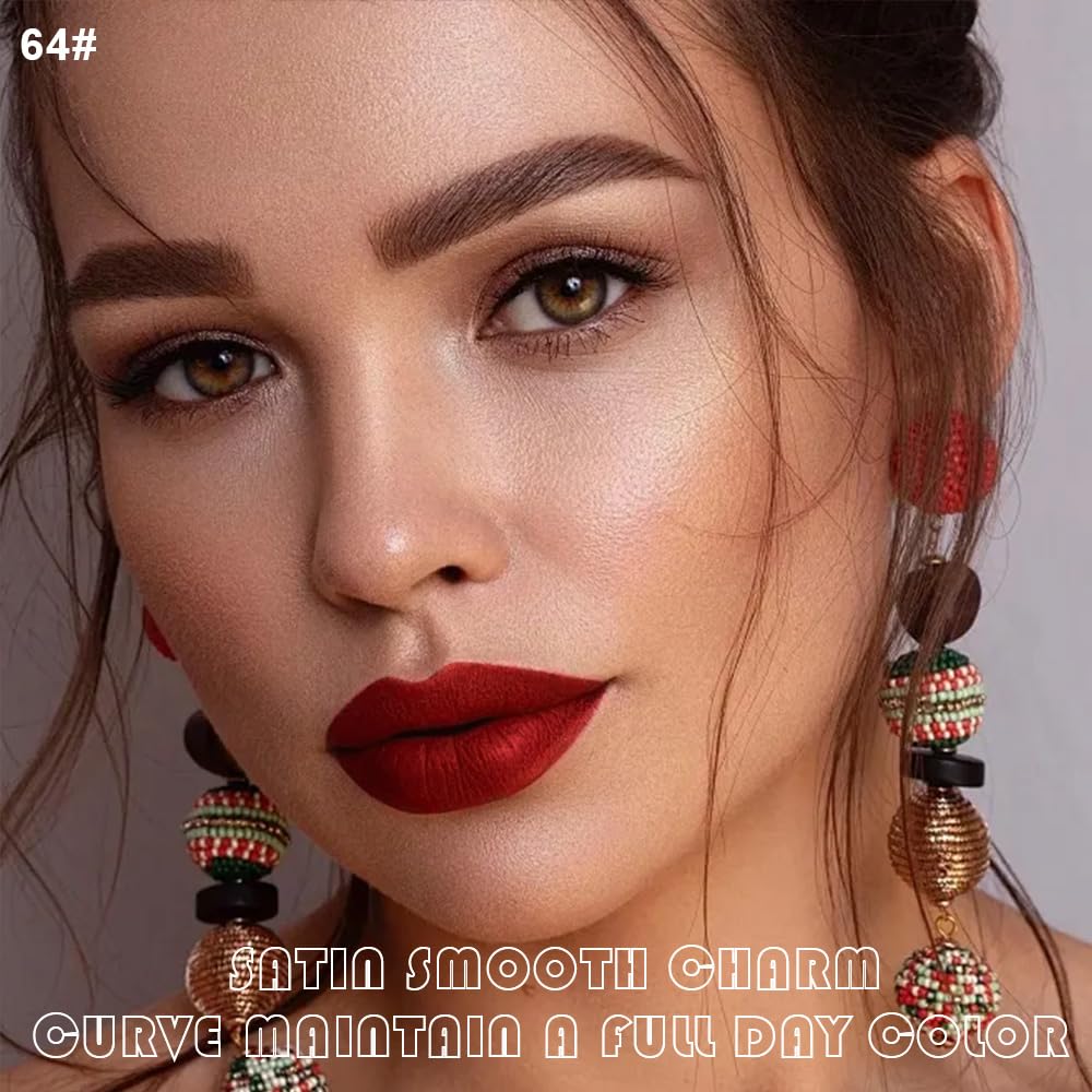 evpct 2Pcs Vivid Red Matte Lip Liner and Lipstick Combo Set for Women, Red Lip Combo Set Liquid Lips Stick Gloss and Lipliner Stain Set Long Lasting Waterproof, Lips Makeup 24 Hours labiales originale