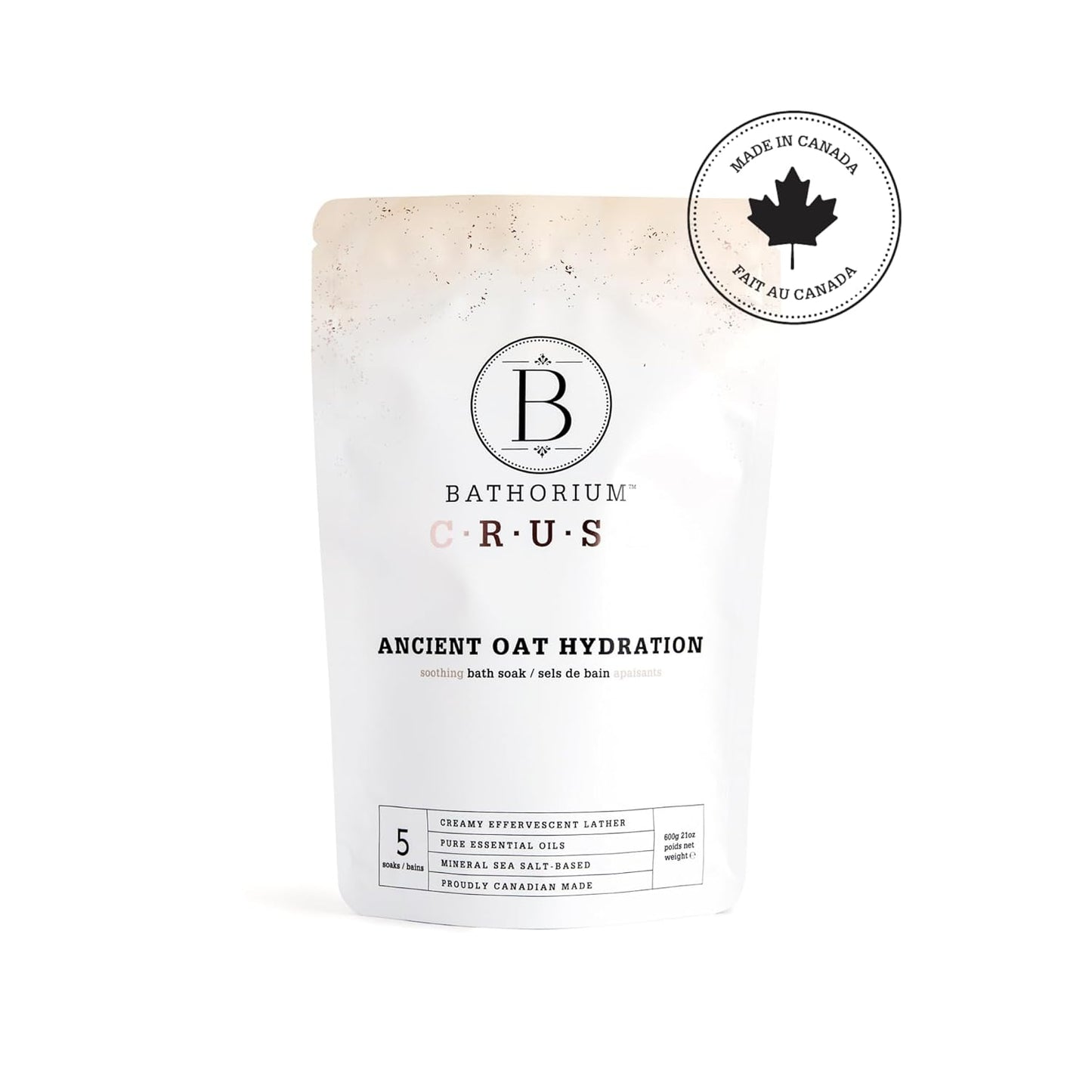 Bathorium Ancient Oat Hydration Crush, Mineral Sea Salt Bath Soak, Skin-Soothing Colloidal Oats, Light Floral Fragrance, pH-Balanced, Approximately 5 Soaks, 21 oz