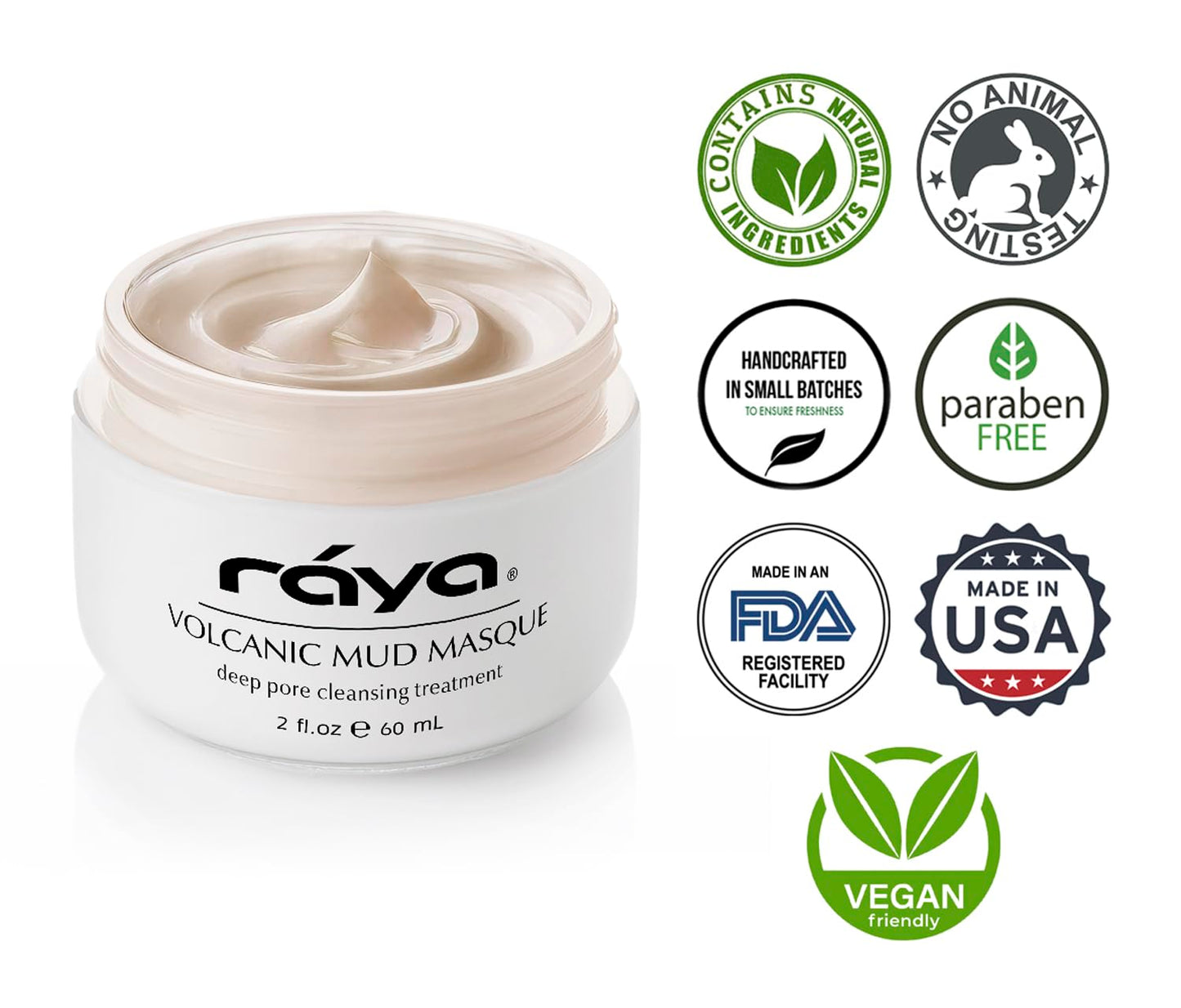 Raya Volcanic Mud Masque (605) | Deep Pore Facial Treatment Mask for Dull Skin | Helps Decongest and Clear Pores