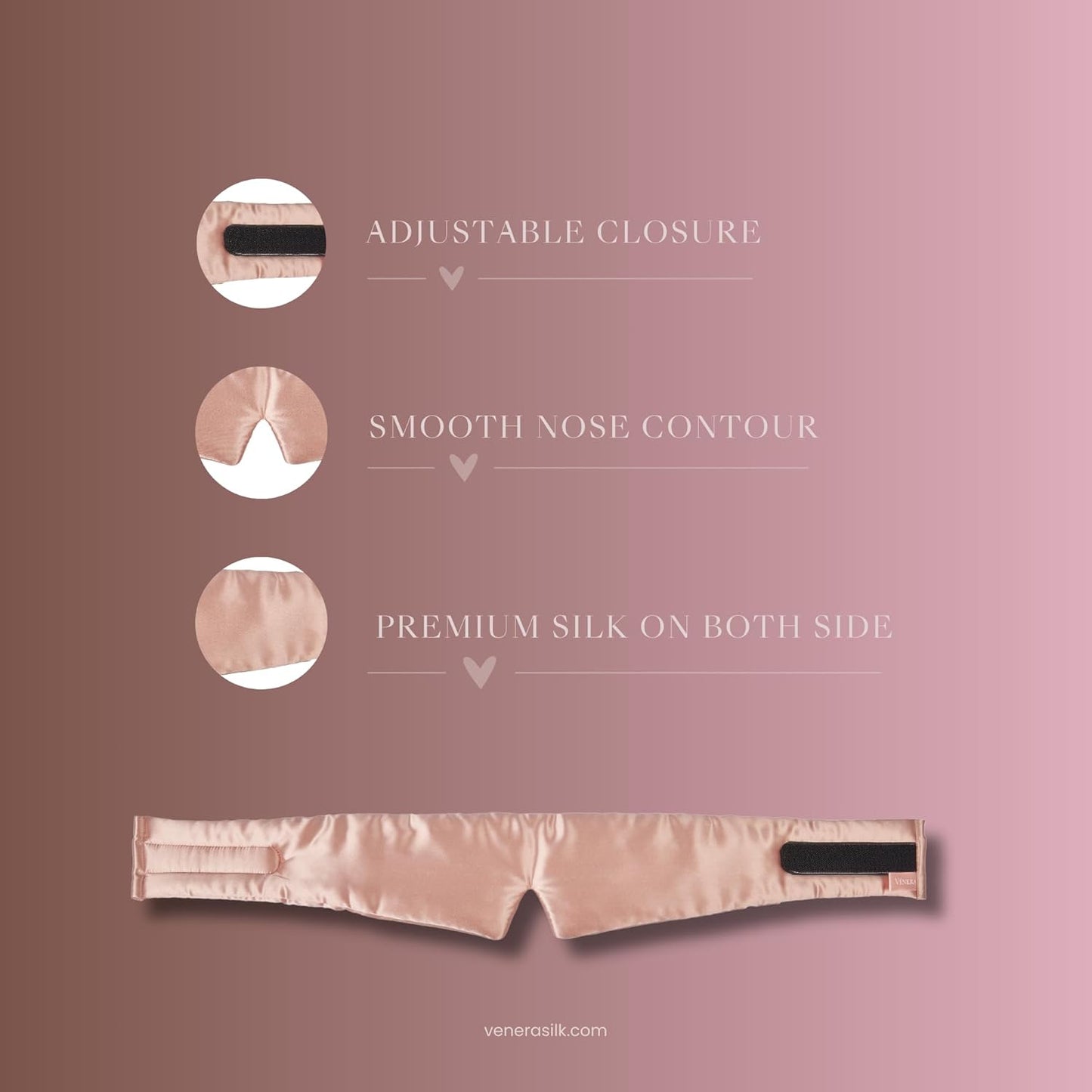 Silk Eye Mask - 100% Pure Mulberry 22 Momme Silk Sleep Mask, Adjustable Sleep Mask for Women and Men (Adjustable, Cloud Pink)