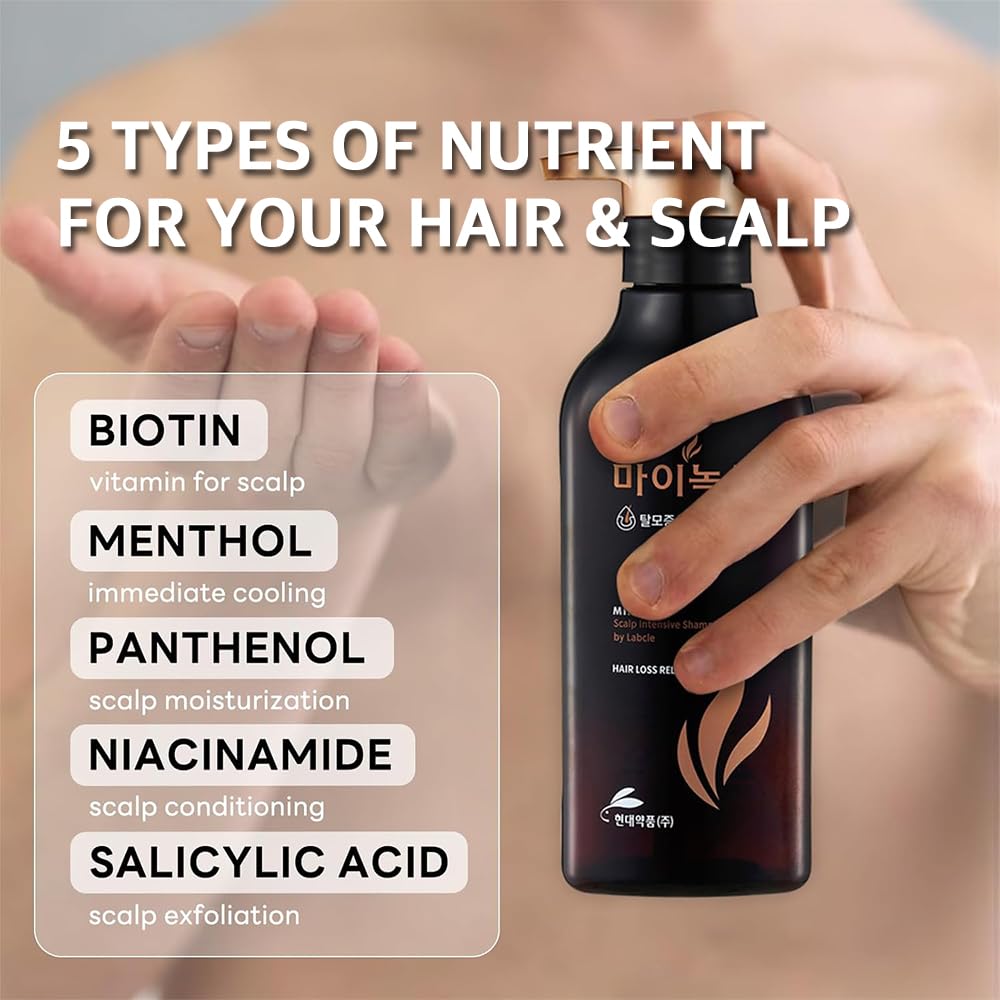 Scalp Intensive Shampoo with Biotin | Korean Shampoo for Hair Loss, Hair Regrowth, Thinning Hair, Volume Boost & Damage Repair (13.52 fl oz)