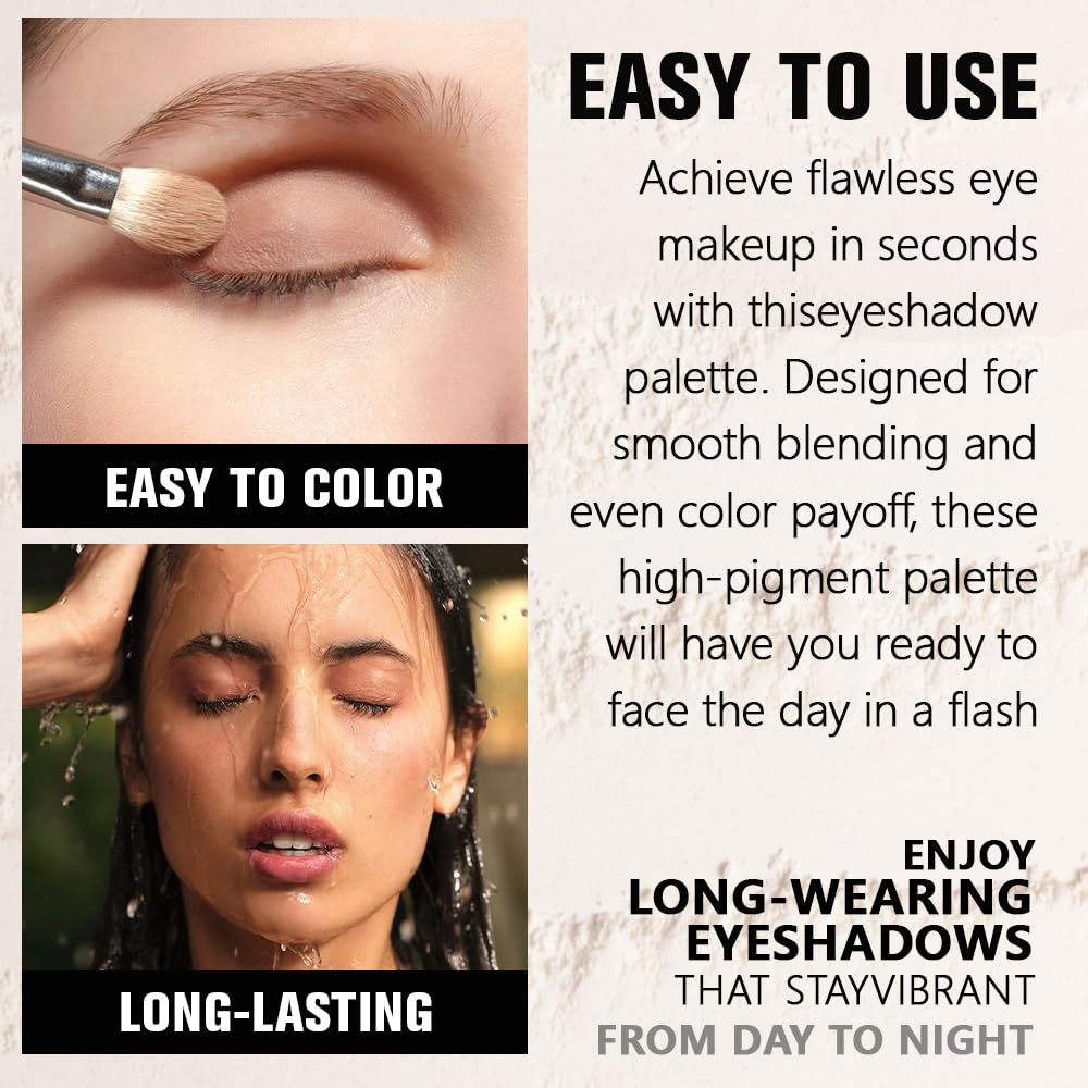 Light Peach Matte Eyeshadow Palette for Women, Single Monochrome Eye Shadow Makeup, Shiny Pressed Powder, Blendable Natural sombras para ojos, Holographic,Vegan,Travel -2