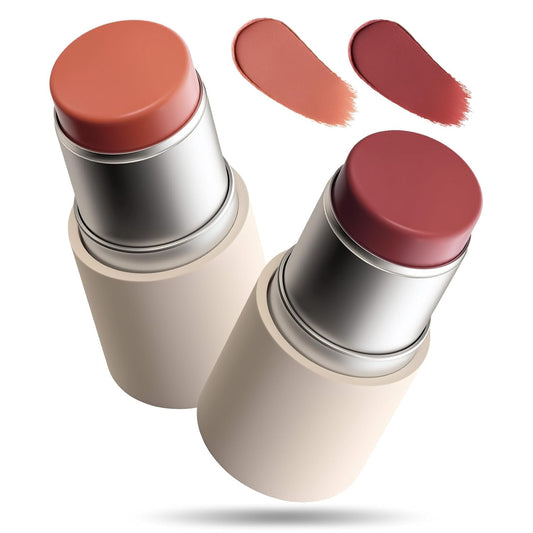MAANGE Multi-Use Blush Stick, All-in-One Cream Blush for Cheeks, Eyes & Lips Long-Wearing, Blendable Makeup Blush Stick, Creamy & Buildable (ES01+C101)