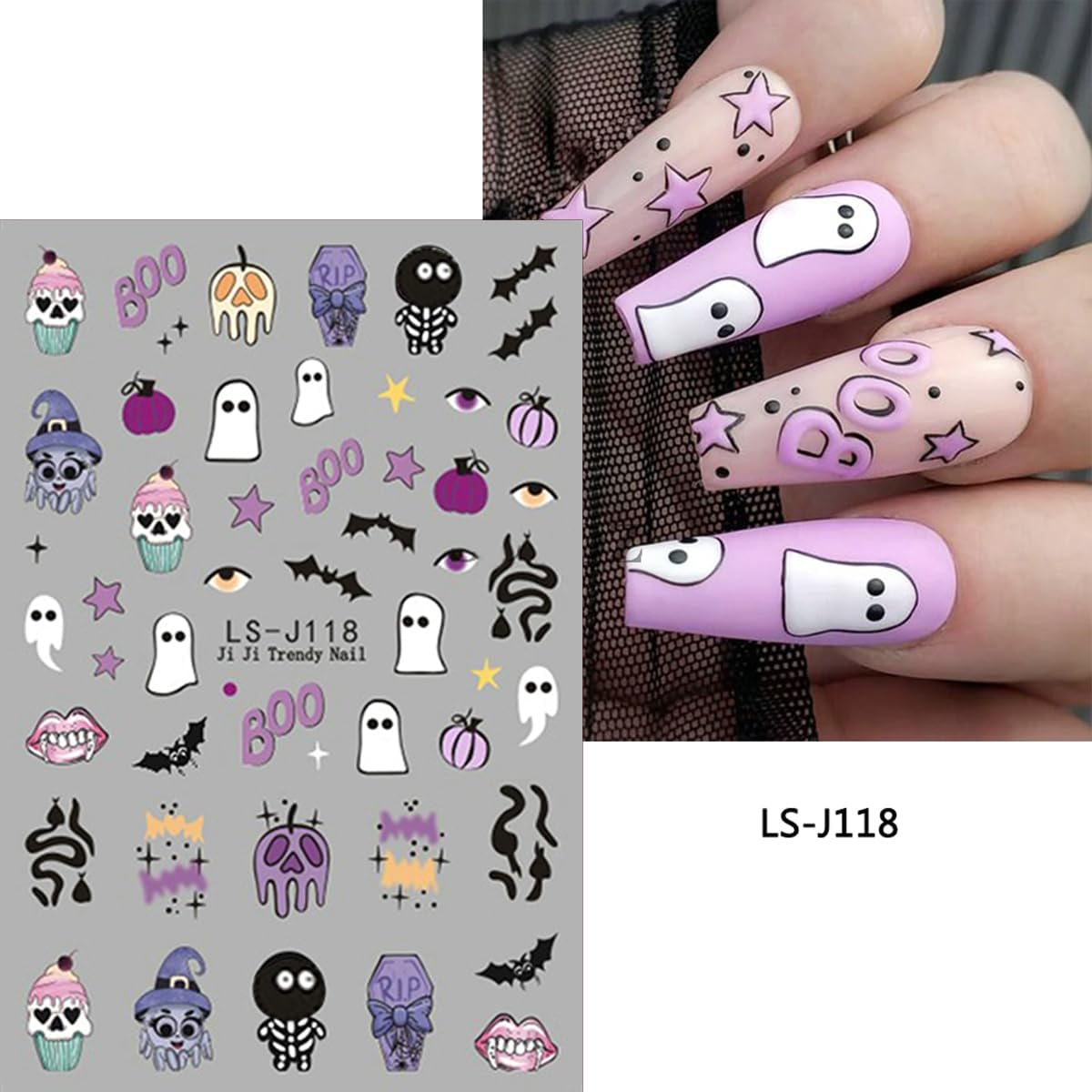 6 Sheets Cute Ghost Nail Art Stickers Halloween Nail Decals 3D Self-Adhesive Spider Bat Pumpkin and Bone Design Nail Sticker Halloween Acrylic Nail Art Decoration for Women DIY Holiday Manicure Tip