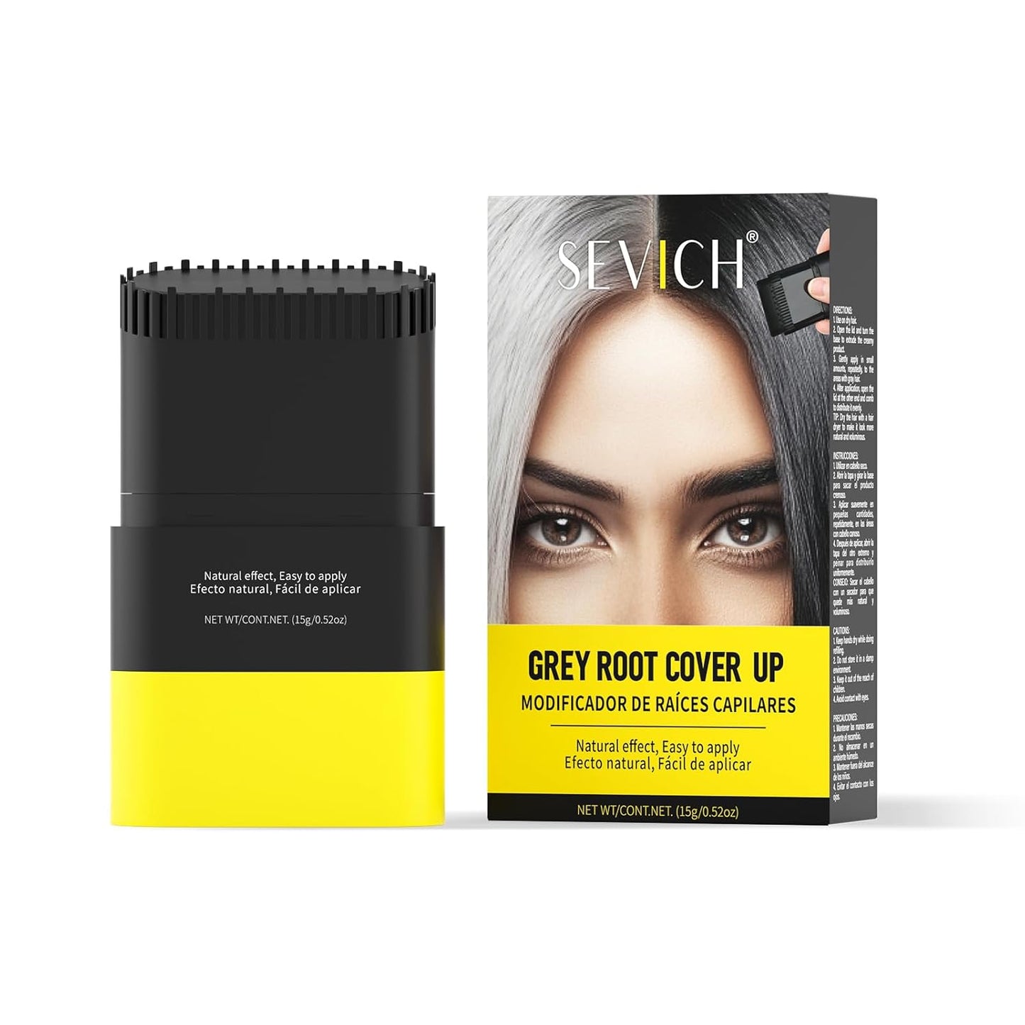 SEVICH Touch Up Comb 2 in 1 Korean, Instant Hair Root Touch-Up Stick | Dual-Sided Design For Natural Gray Coverage, Long-Lasting Moisturizing Formula With Plant Extracts,15g Dark brown