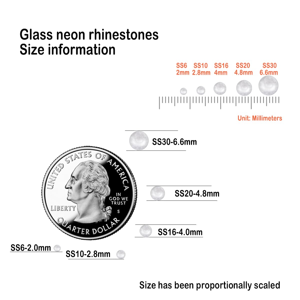 Flatback Glass Rhinestones,Bedazzler Gems 1440pcs Non Hotfix Crystal Rhinestones for Nail Charms Crafts Clothes Tumblers,White Neon,SS10