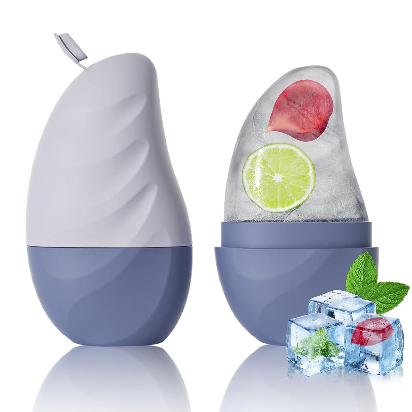 Silicone Facial Ice Cube Roller Massager, Facial Beauty Care Tool, Reusable Face Ice Mold - Brighten Skin, Reduce Puffiness for Face & Eyes (Purple)