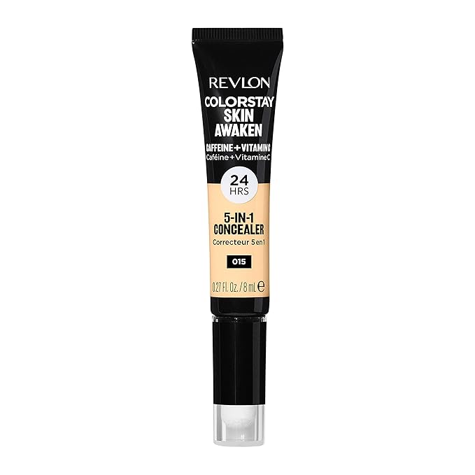 Revlon ColorStay Skin Awaken 5-in-1 Concealer, Lightweight, Creamy Longlasting Face Makeup with Caffeine & Vitamin C, For Imperfections, Dark Circles & Redness, 015 Light, 0.27 fl oz