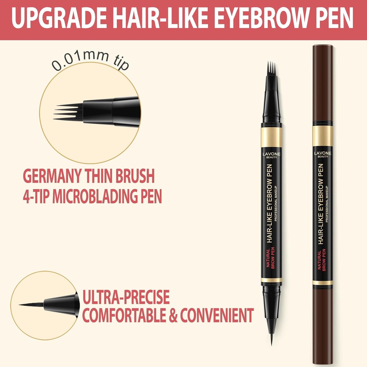 Eyebrow Pen Kit, with Microblading Eyebrow Pen, Eyebrow Gel, Eyeliner, Eyebrow Brush, Eyebrow Pencils for Women, Waterproof, Smudge Proof, Long Lasting Makeup Formula - Gray