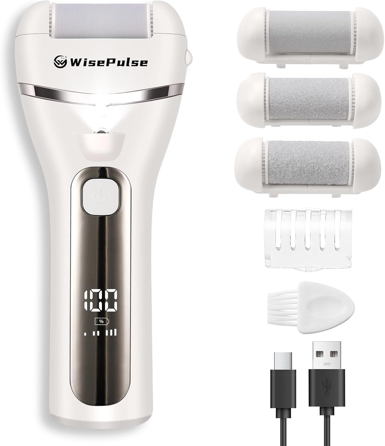 Electric Feet Callus Remover, Rechargeable Electronic Foot File Pedicure Tools, IPX6 Waterproof Electric Callus Remover for Feet with 3 Rollers, Professional Foot File for Dead, Hard, Cracked Skin