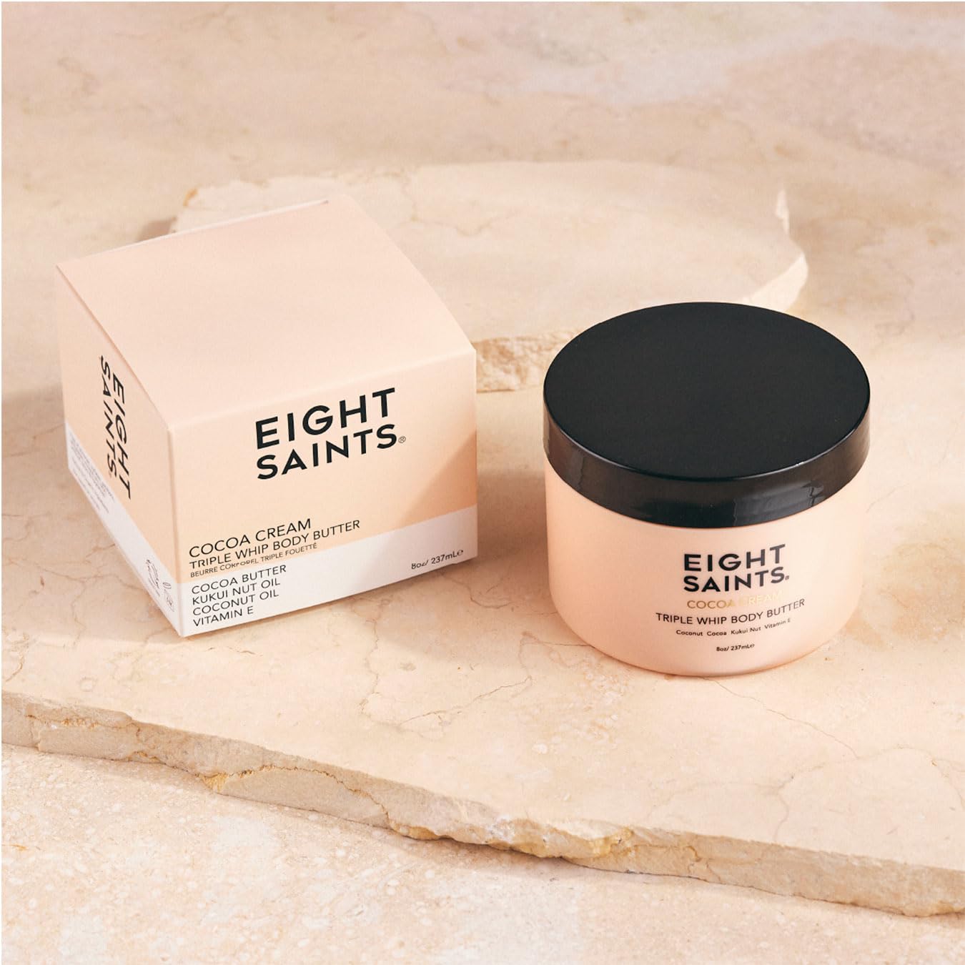 Eight Saints Cocoa Creme Body Butter, Natural and Organic Body Cream With Coconut Oil and Cocoa, Intense Hydration and Nourishing Moisturizer, 8 Ounces