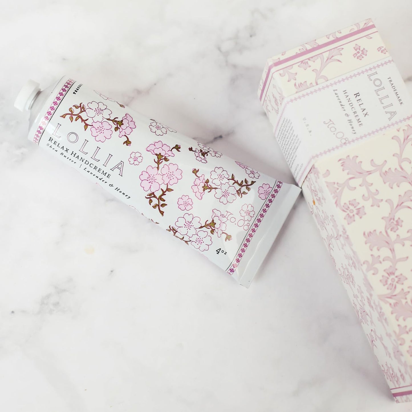 LOLLIA Relax Handcreme, 4 oz Scented Hand Cream for Women, Moisturizing Lotion for Dry Hands, Shea Butter & Cocoa Butter, Quick Absorbing Luxury Women's Skin Care