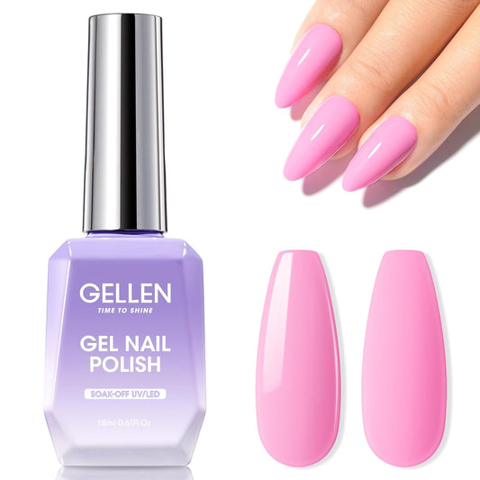 Gellen Pink Gel Nail Polish, 18ML 1Pc Pink Purple Gel Polish Soak off UV LED Nail Lamp Pink Nail Polish for Spring Summer Salon DIY Nail Art Manicure at Home Holiday Gift for Women, 0.61 Fl Oz