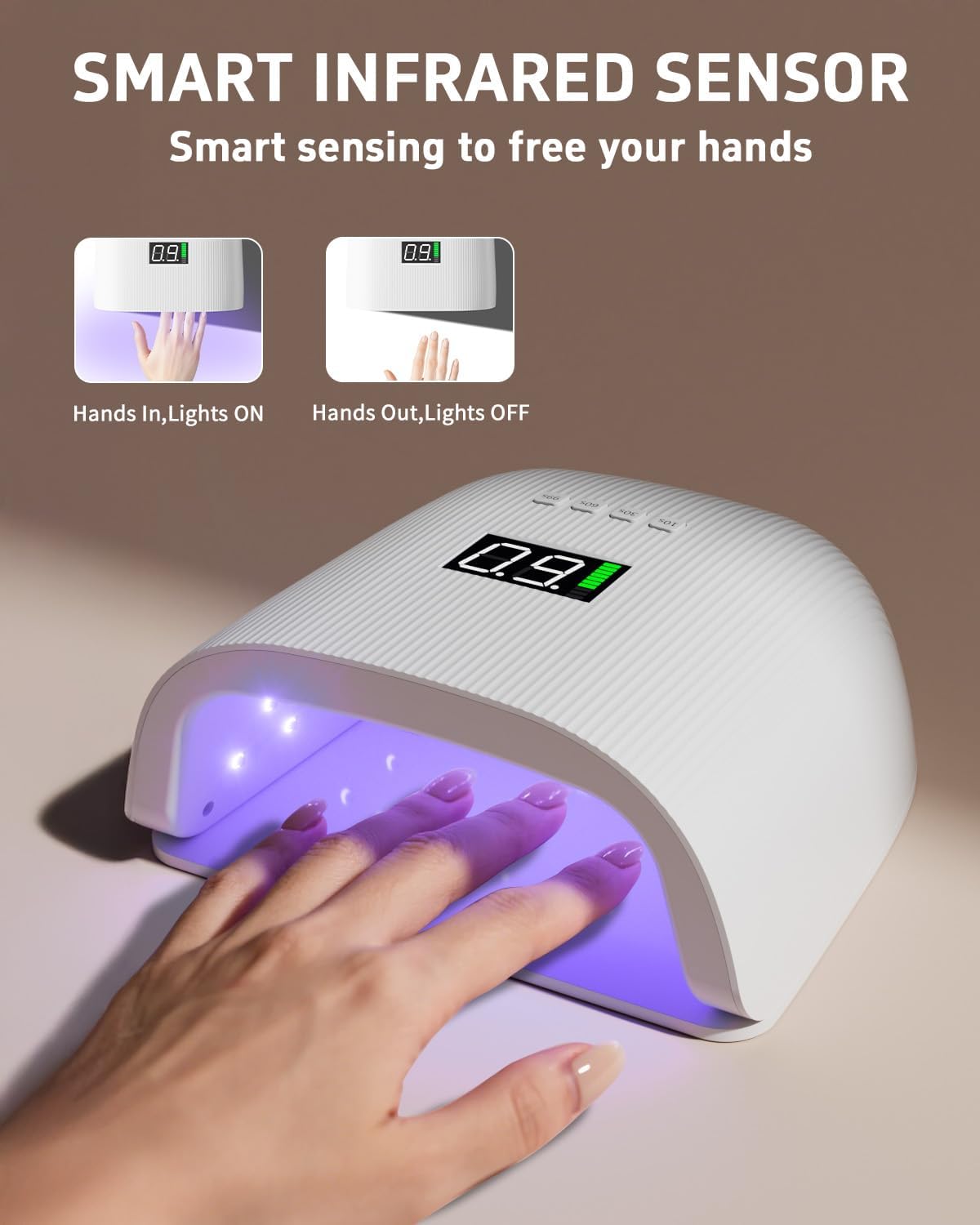 Rechargeable LED Nail Lamp, 72W Professional UV Nail Light for Gel Polish with 4 Timers & Smart Sensor, 24 PCS Powerful Lamp Beads, LCD Display UV Dryer for Hard, Extension & Acrylic Gel Fast Curing