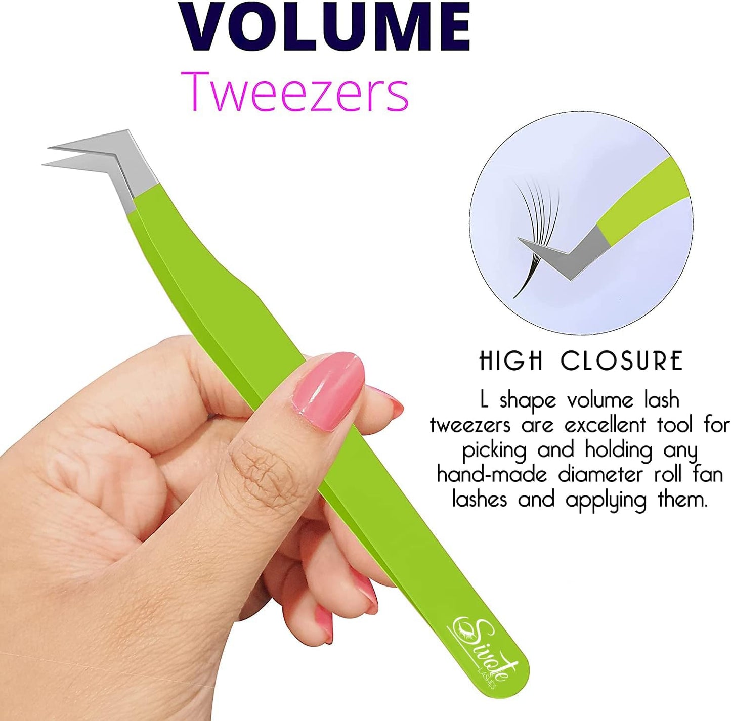 SIVOTE Lash Tweezers for Eyelash Extensions for Volume, Isolation & Classic Lashes, 3 Pack, Green
