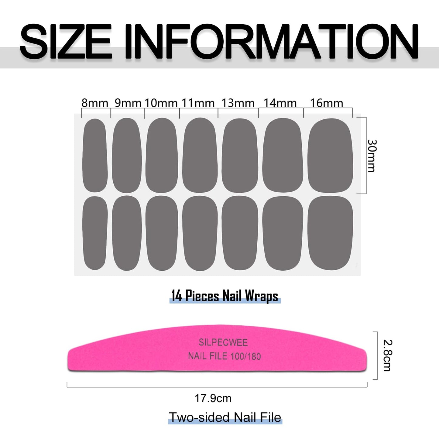 SILPECWEE 16 Sheets Dark Nail Wraps for Women Stick on Nail Polish Strips Gel Nail Strips Self Adhesive Nail Polish Stickers Black Fingernail Sticker Nails Manicure Kit with Nail File