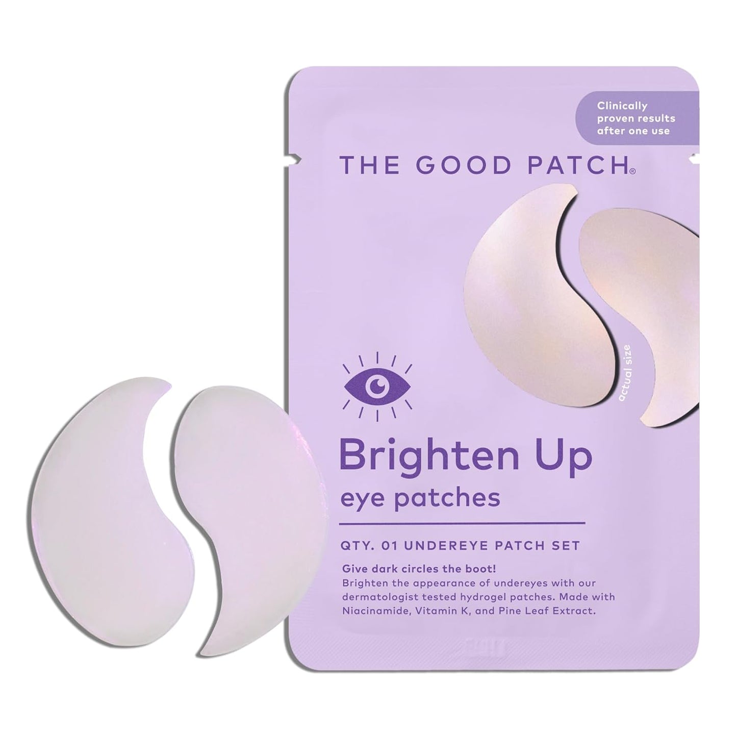 The Good Patch Brighten Up Hydrogel Under Eye Patches for Dark Circles and Puffy Eyes, Made with Niacinamide, Vitamin K, Pine Leaf Extract, Clinically Proven (18 Total Patch Sets)