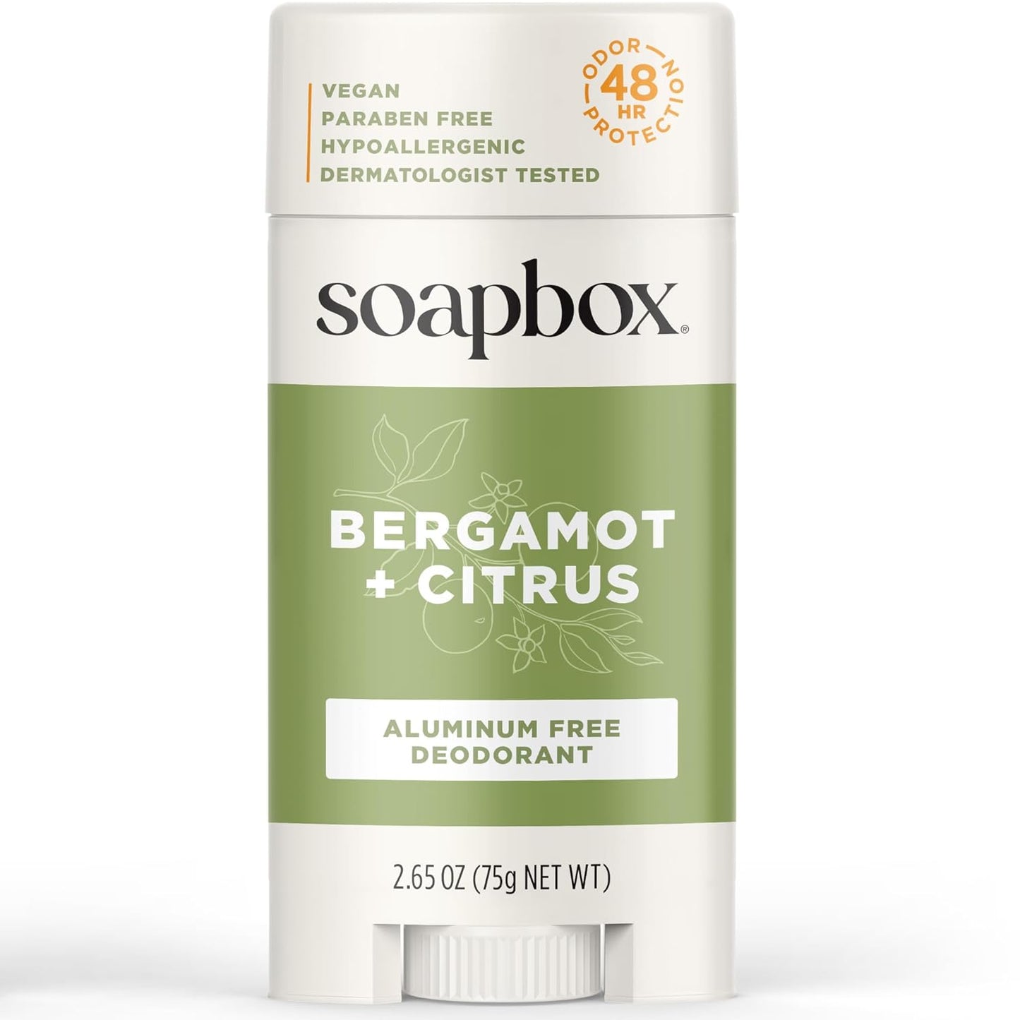Soapbox Aluminum Free Deodorant, Bergamot & Citrus Scented Deodorant, Scented Aluminum-Free Natural Deodorants, 2.65oz