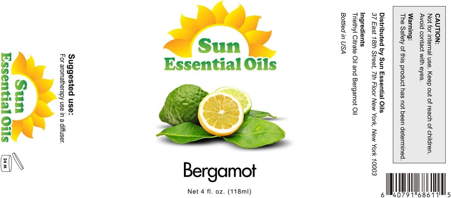 Sun Essential Oils Bergamot Essential Oil for Aromatherapy (4 Fluid Ounces)