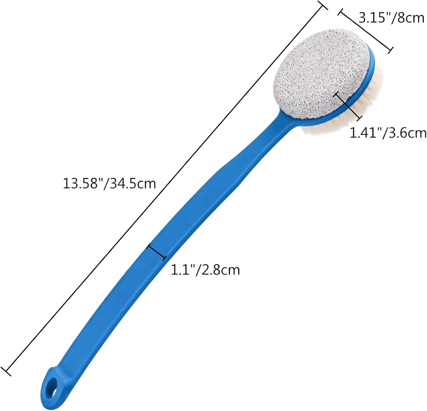 Pumice Stone for Feet with Long Handle (Double-Faced Curved Handle,Blue, Count, 1)
